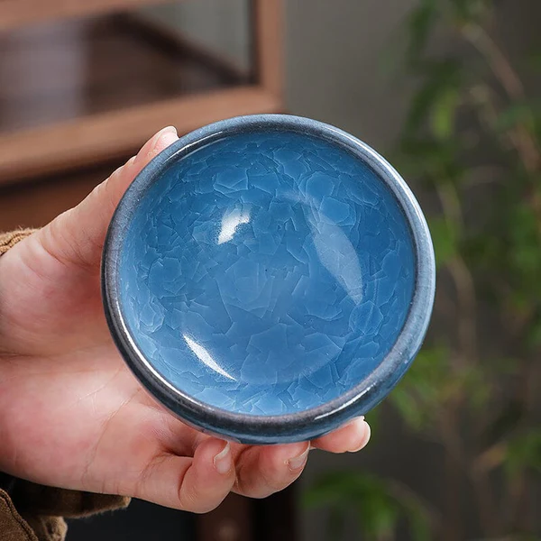 Oceanic Ice Crackle Tenmoku Tea Cups